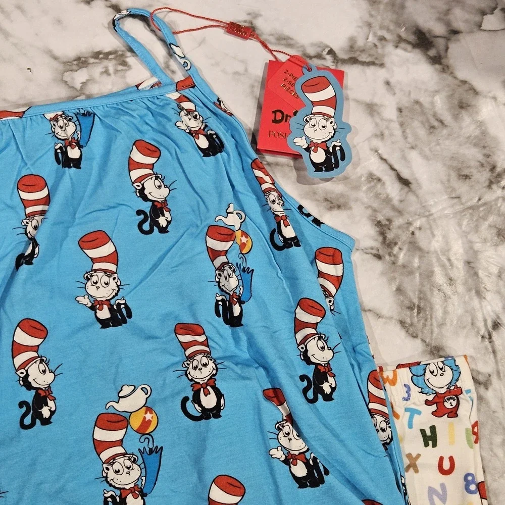 Posh Peanut Dr Seuss Cat in the Hat Bamboo Tank & Ruffle Short‎ Set Girls 10/12